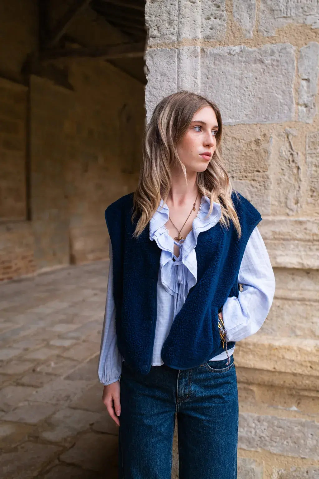 Gilet moumoute Elise marine