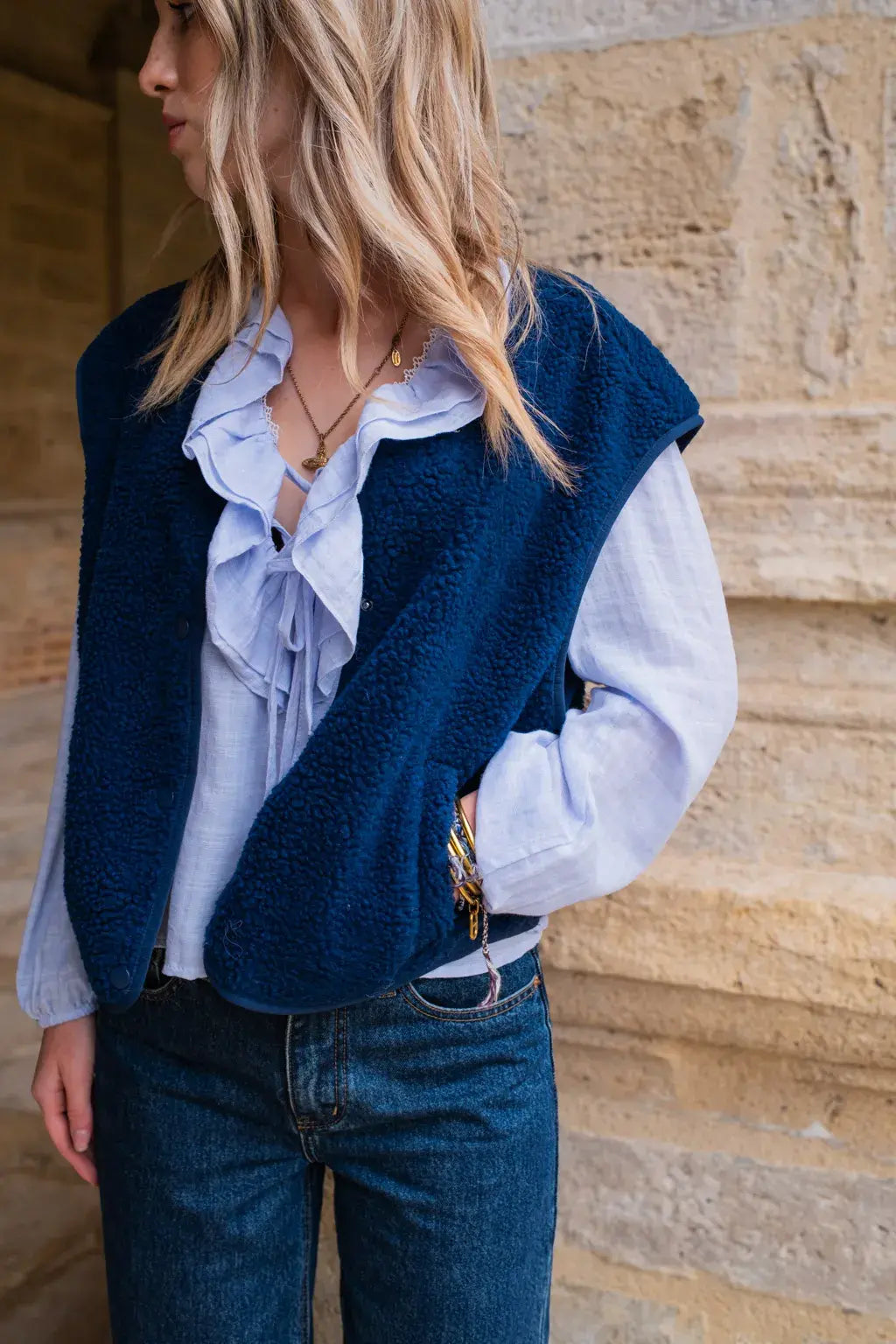 Gilet moumoute Elise marine