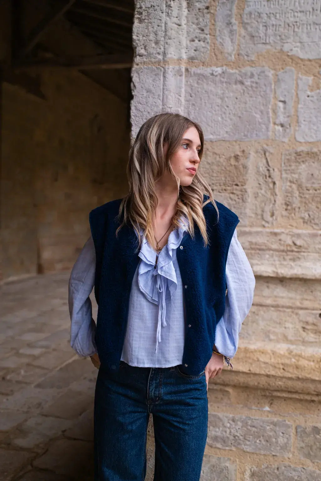 Gilet moumoute Elise marine