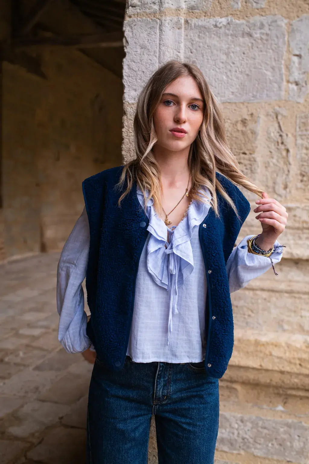 Gilet moumoute Elise marine