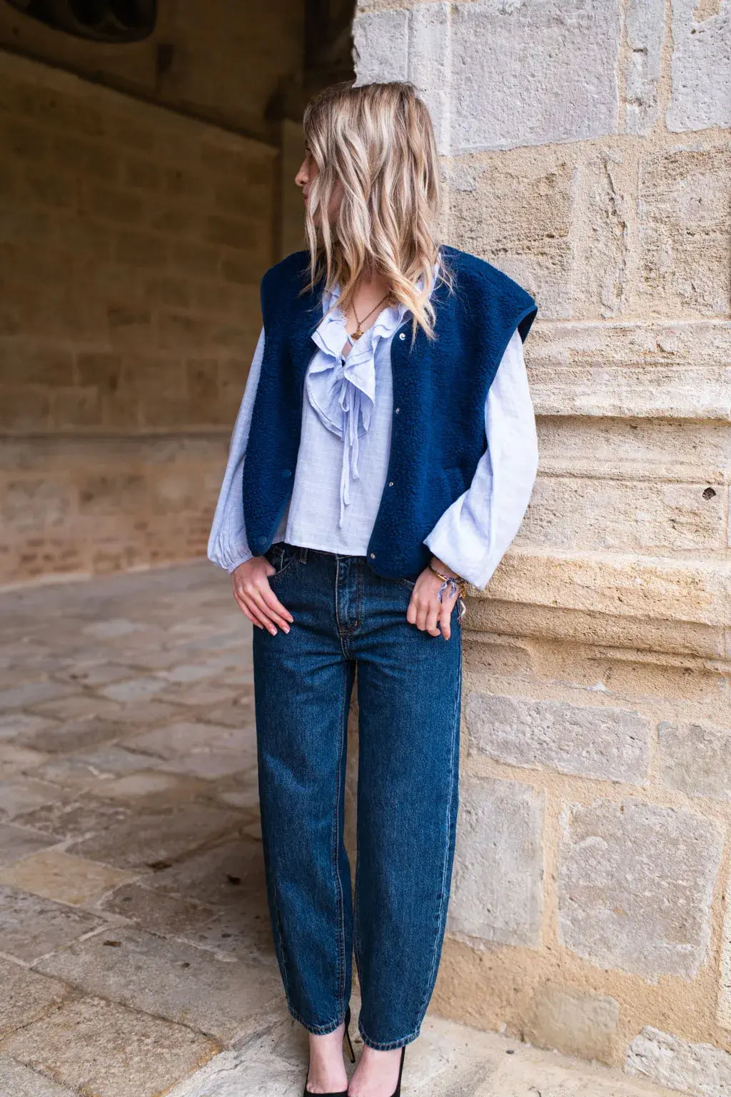 Gilet moumoute Elise marine