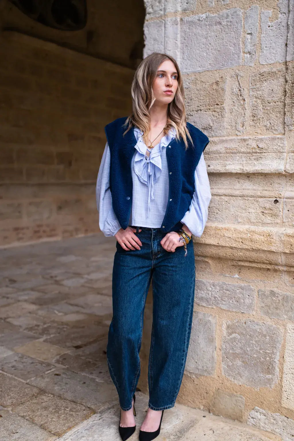 Gilet moumoute Elise marine