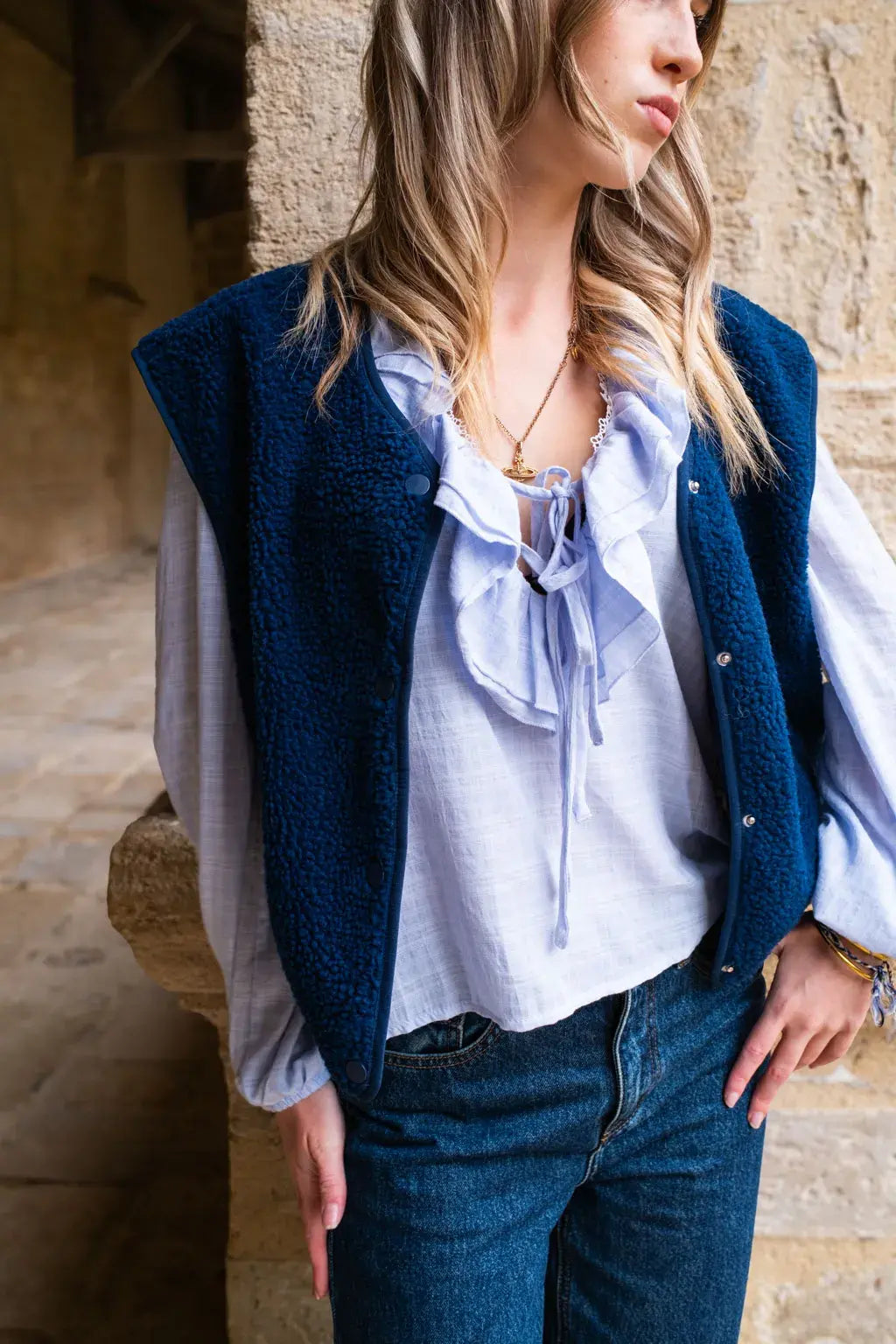 Gilet moumoute Elise marine