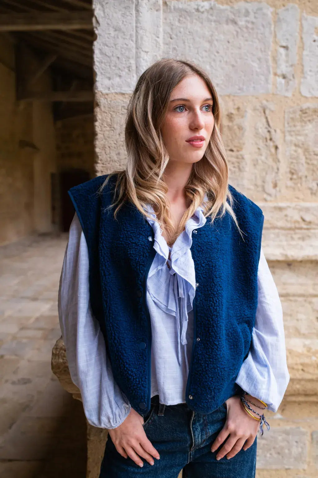 Gilet moumoute Elise marine