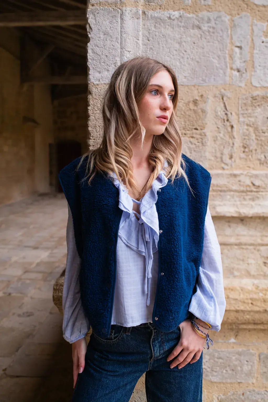 Gilet moumoute Elise marine