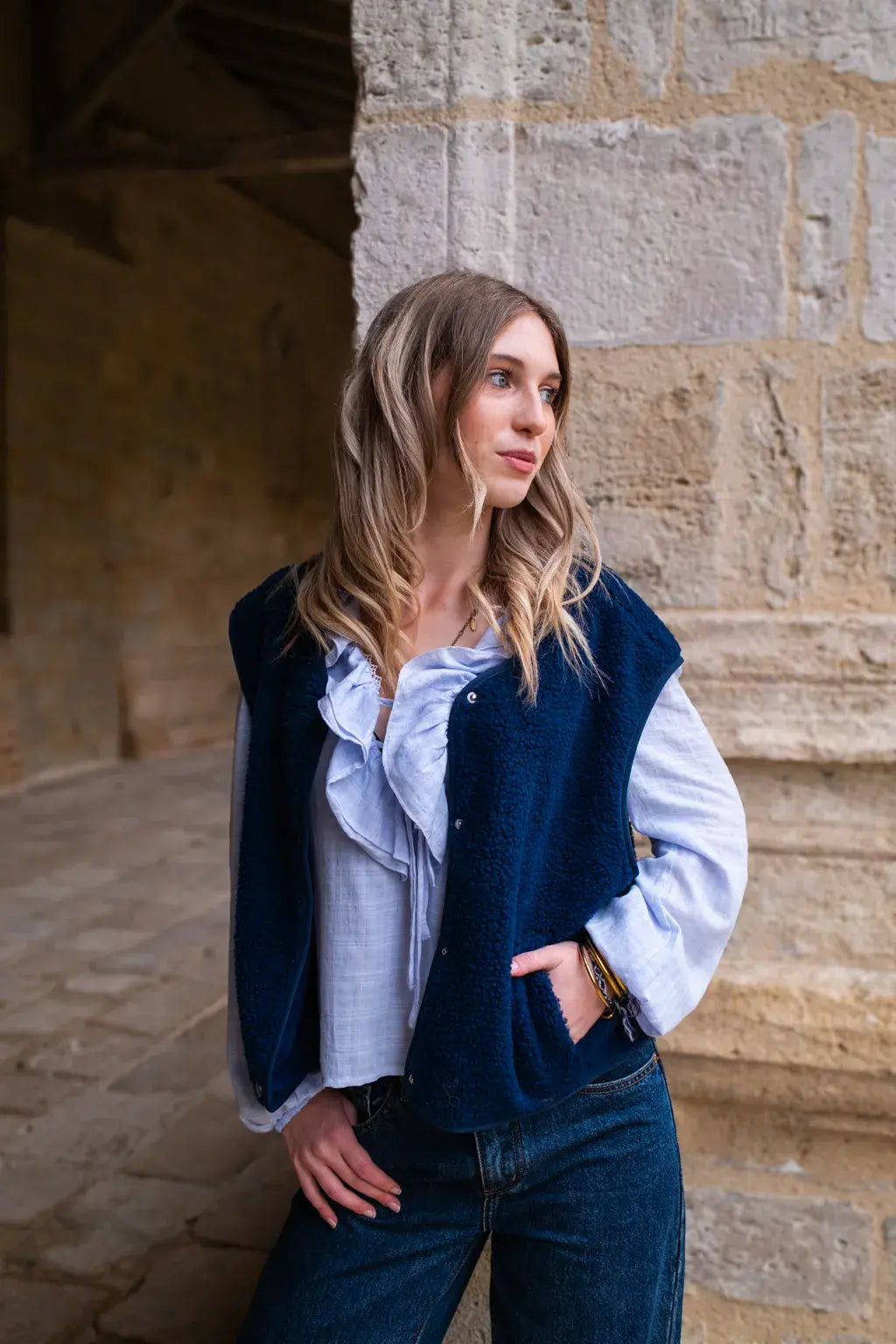 Gilet moumoute Elise marine