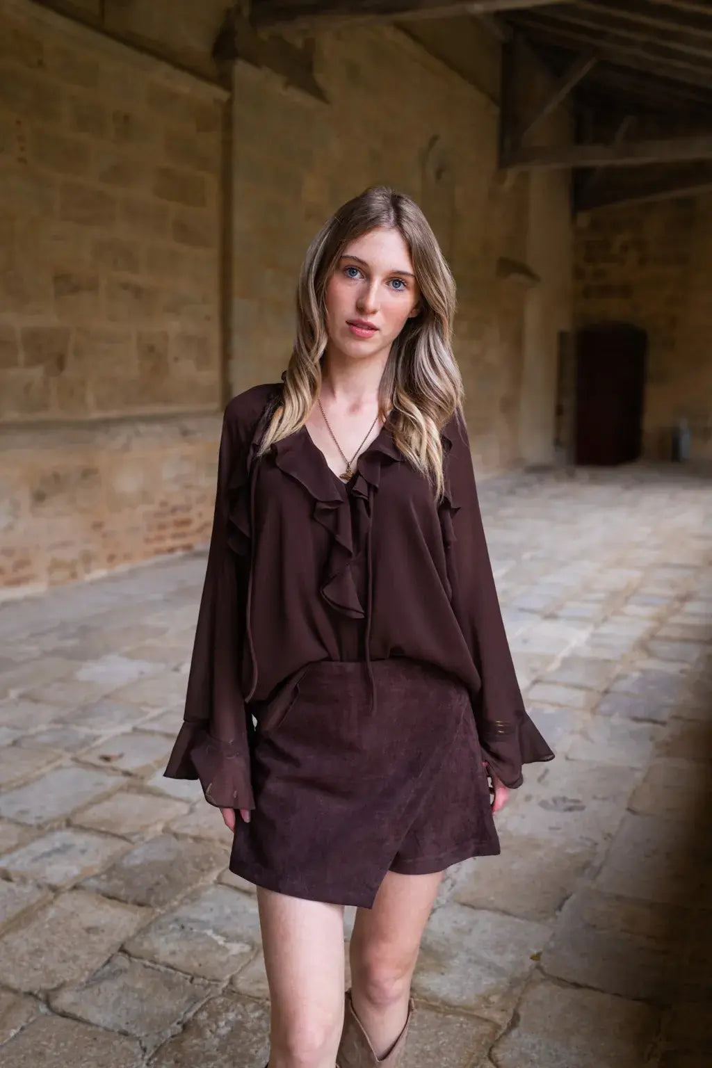 Jupe-short Diaz chocolat