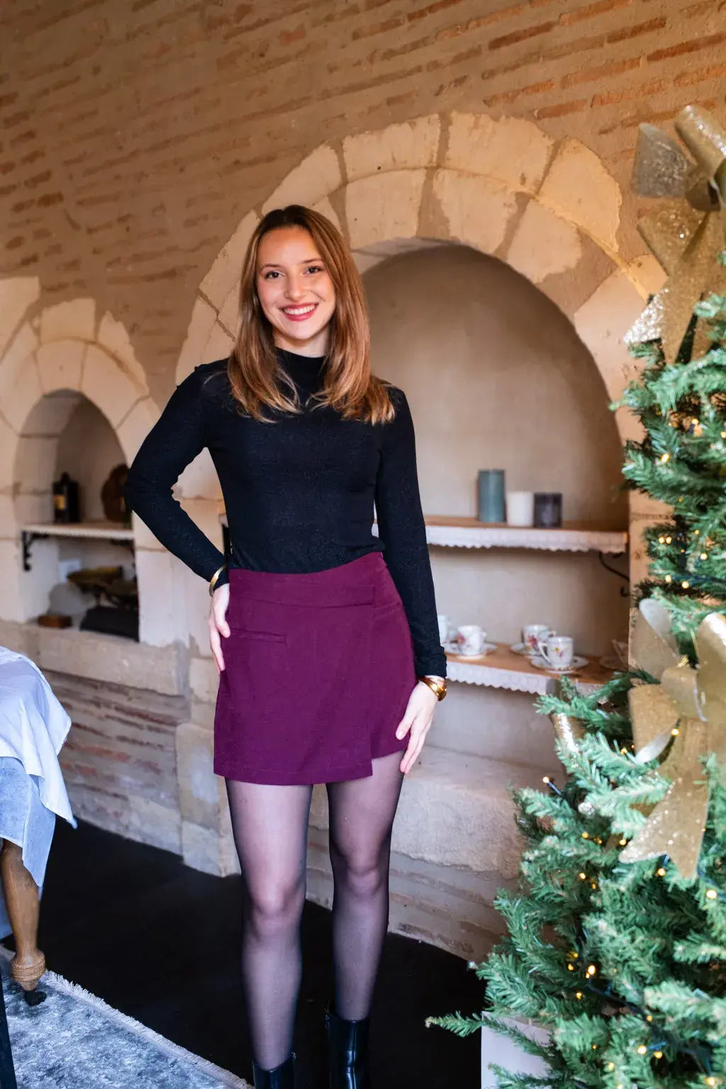 Jupe-short Olivia bordeaux