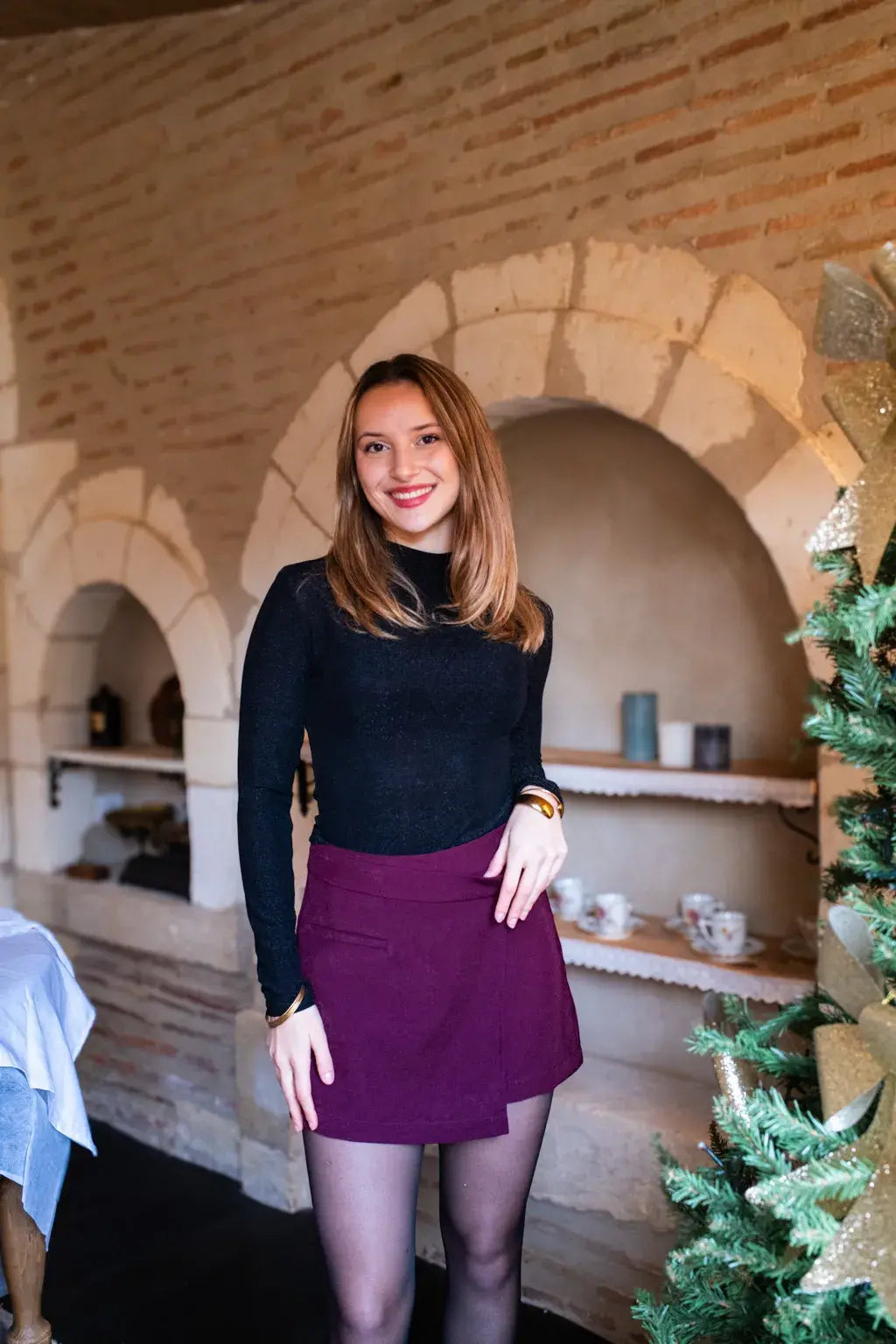 Jupe-short Olivia bordeaux