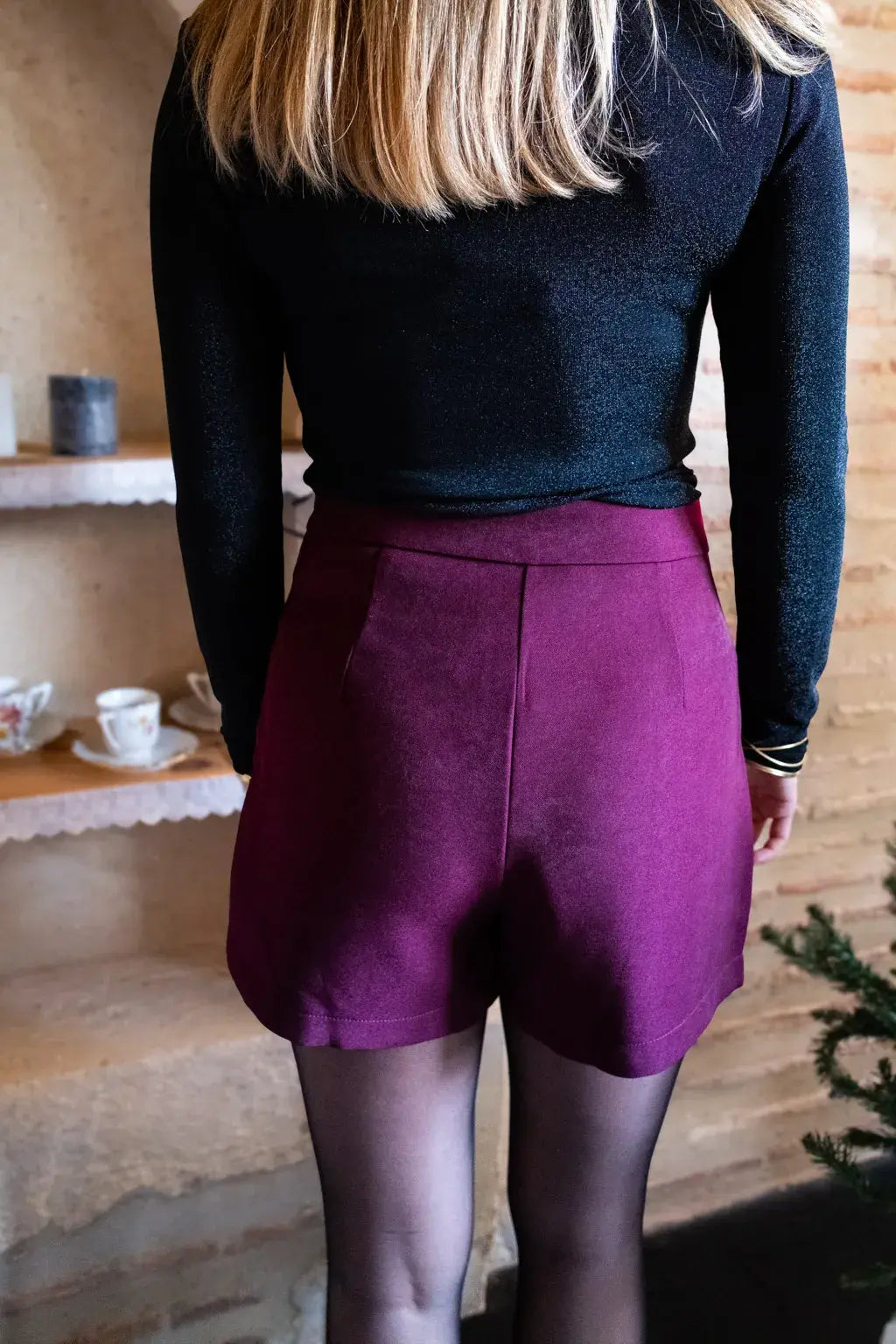 Jupe-short Olivia bordeaux