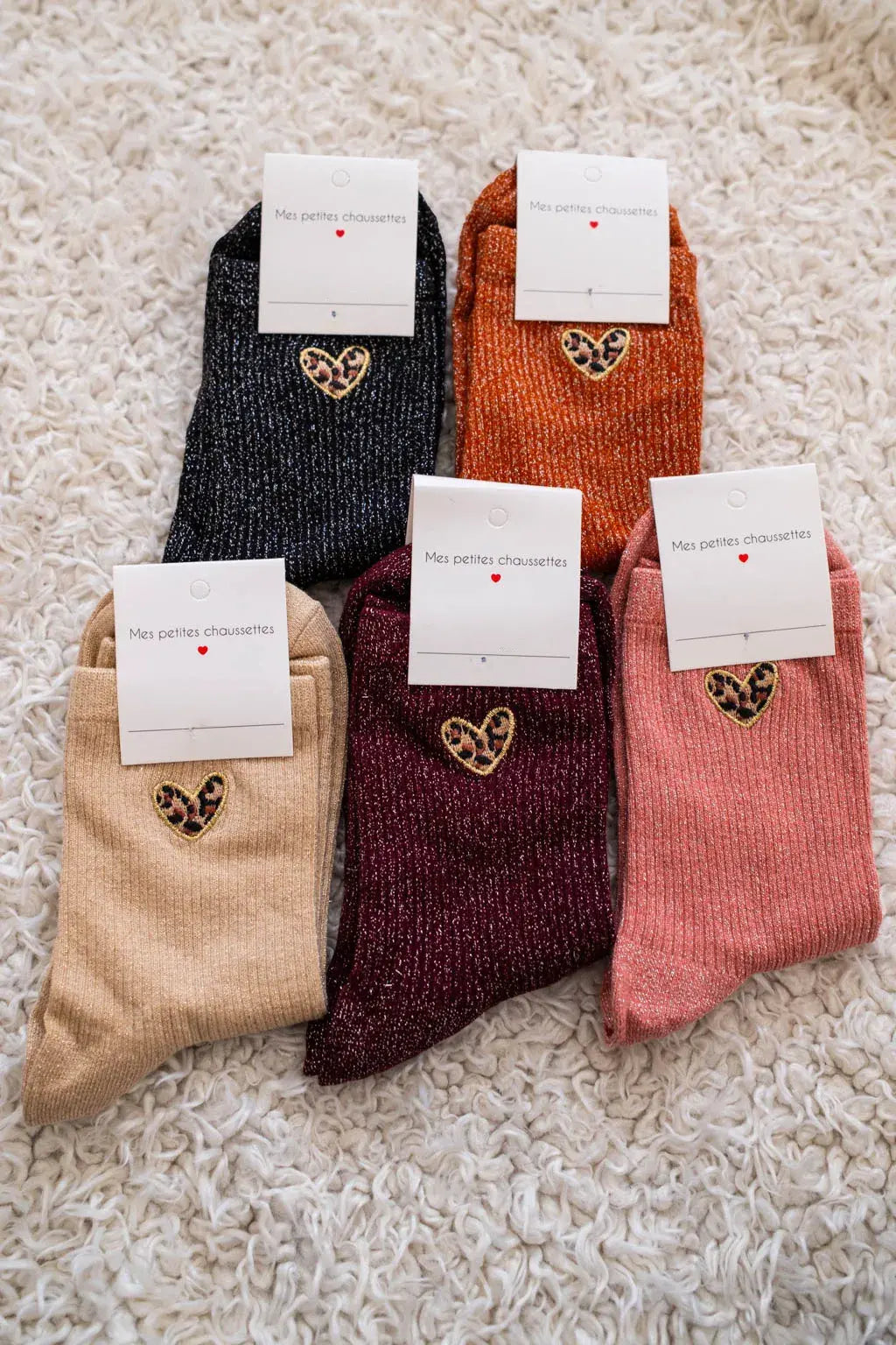 Chaussettes Cœurs léo camel