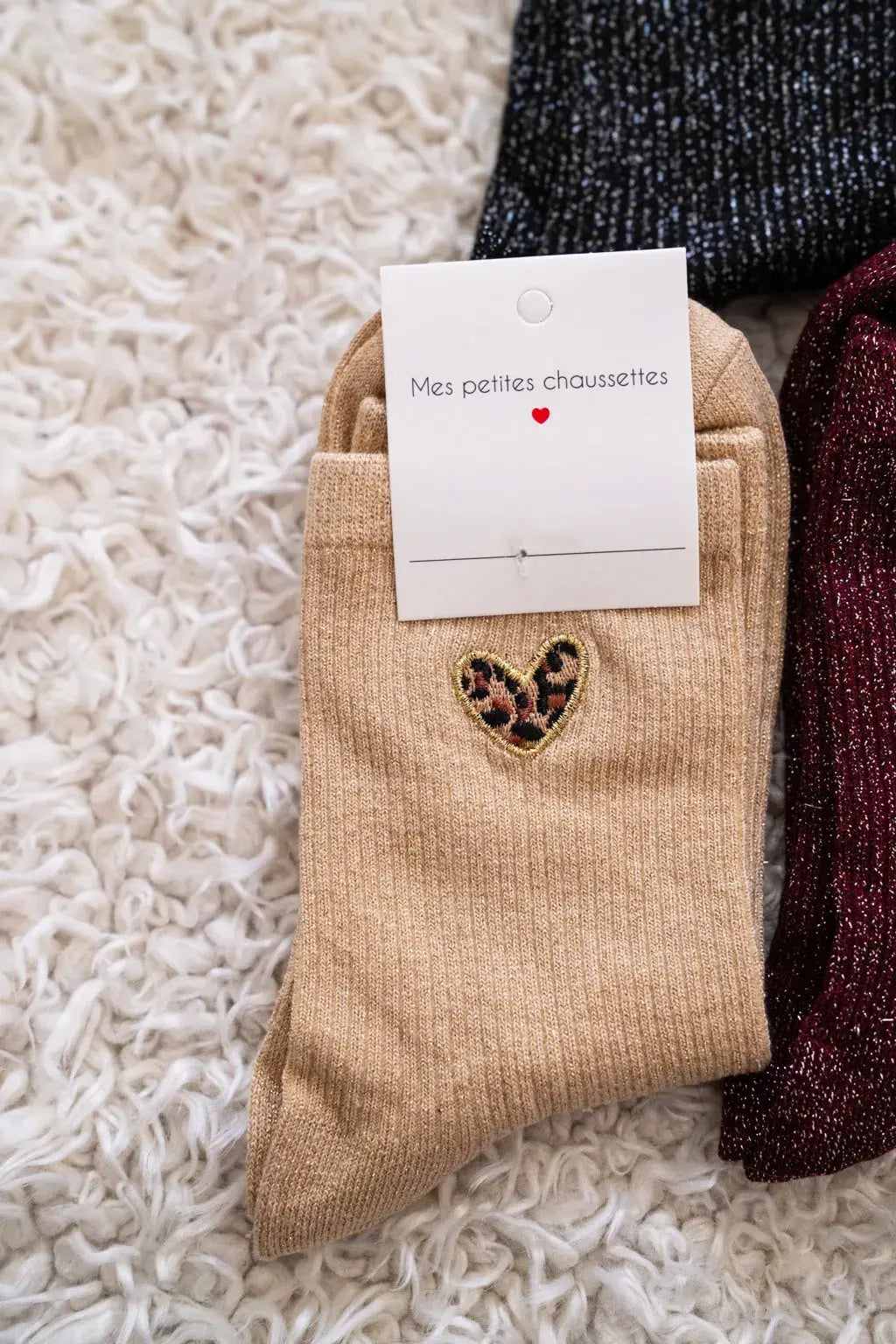 Chaussettes Cœurs léo beige
