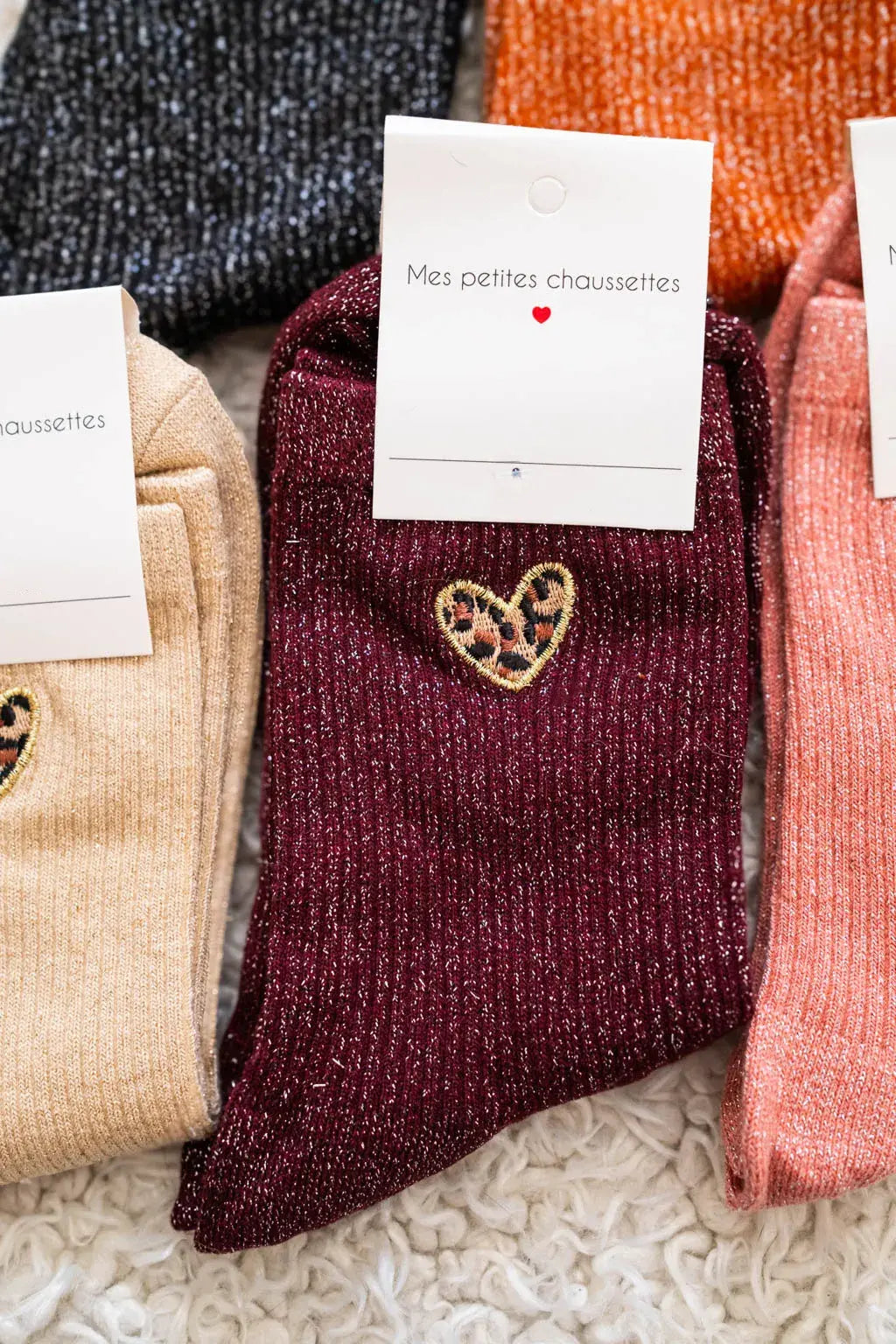 Chaussettes Cœurs léo bordeaux