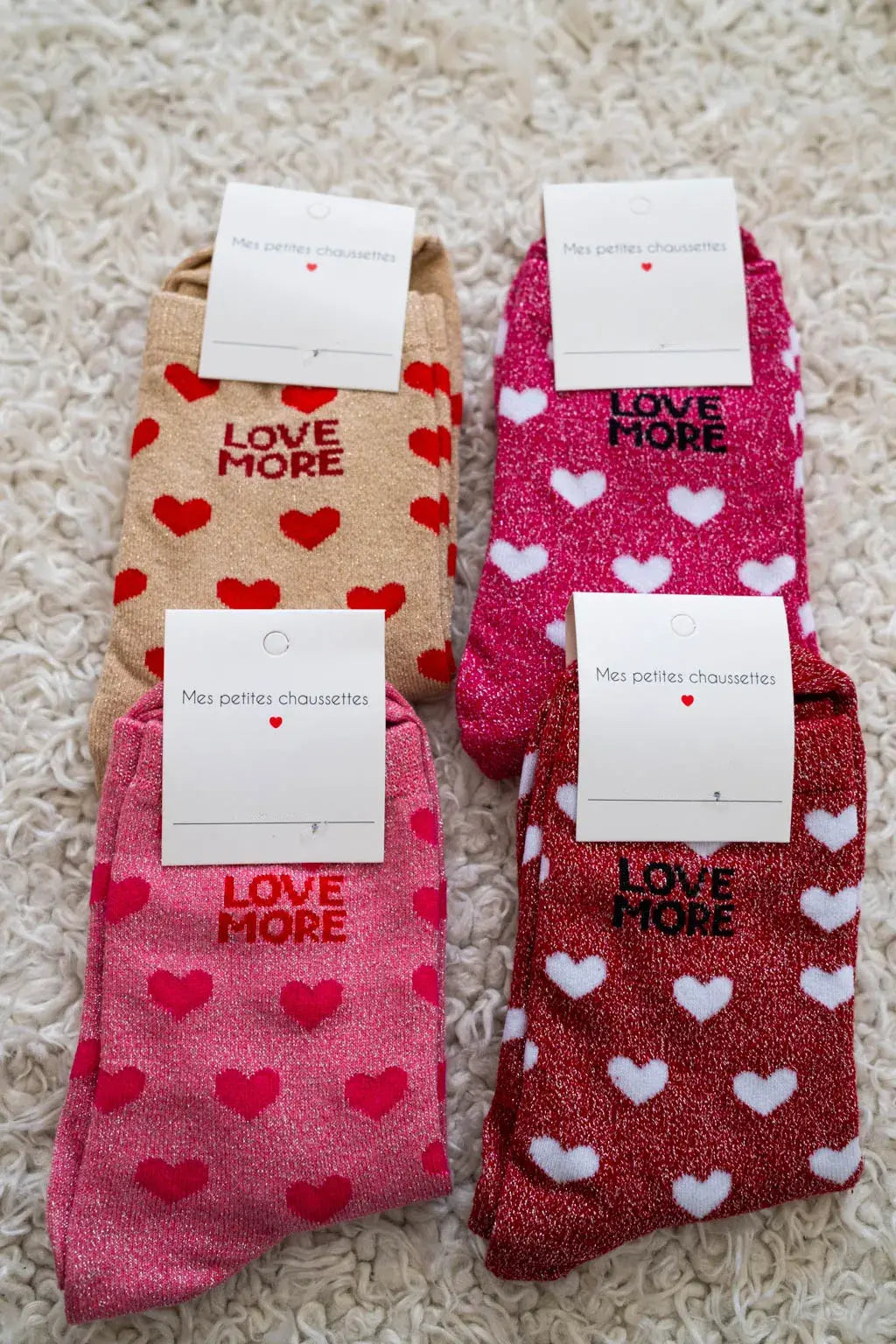 Chaussettes Love more beige