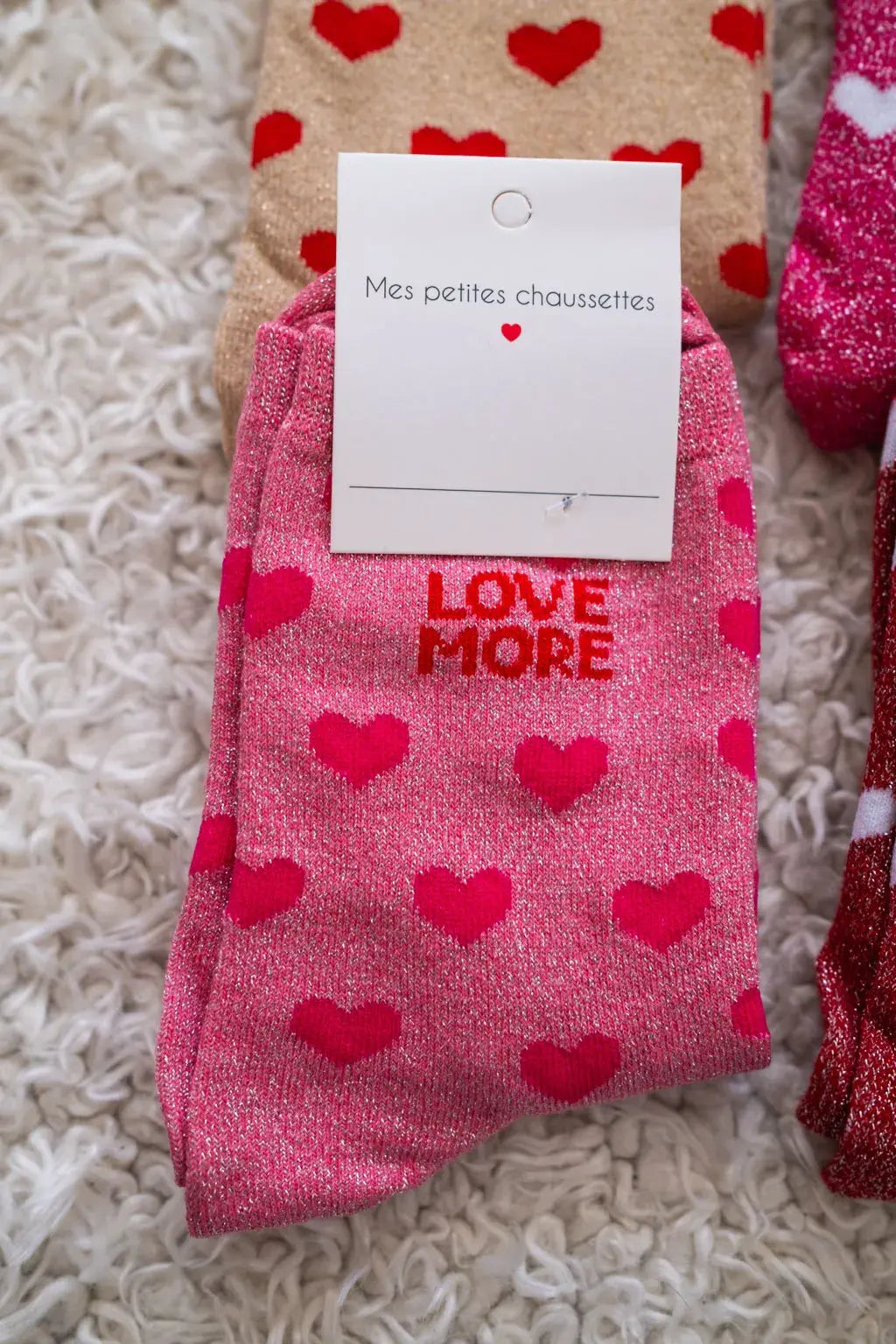 Chaussettes Love more rose