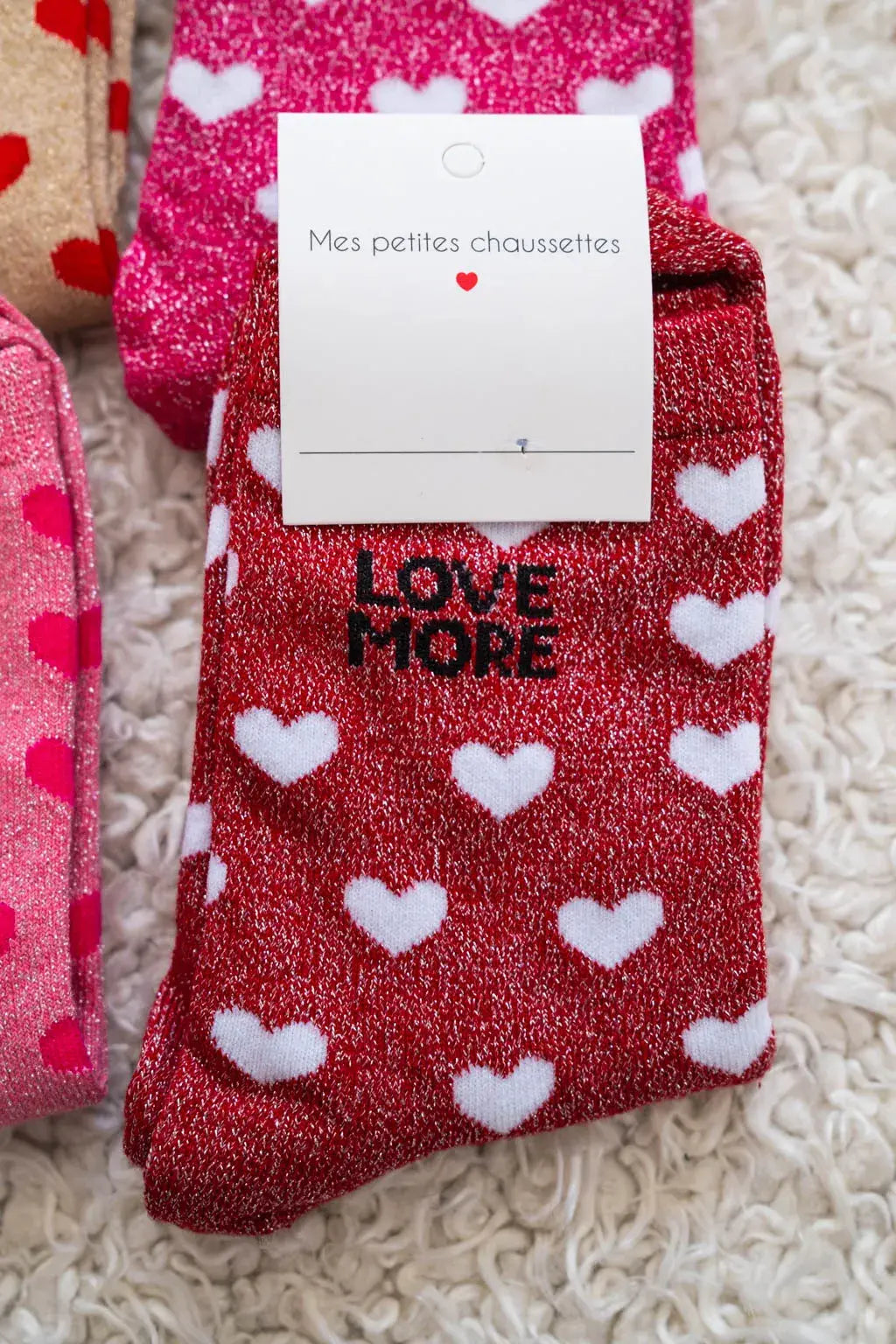 Chaussettes Love more bordeaux