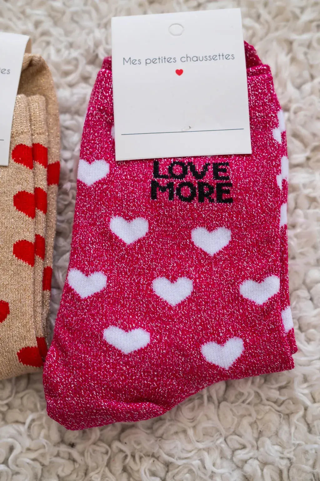 Chaussettes Love more rose