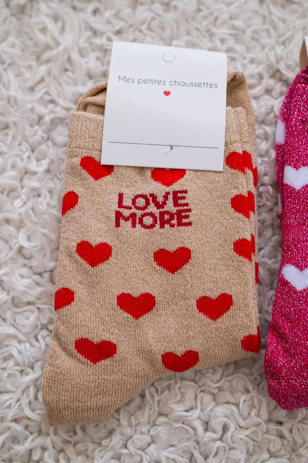 Chaussettes Love more beige