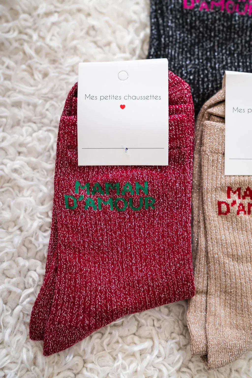 Chaussettes Maman d'amour bordeaux