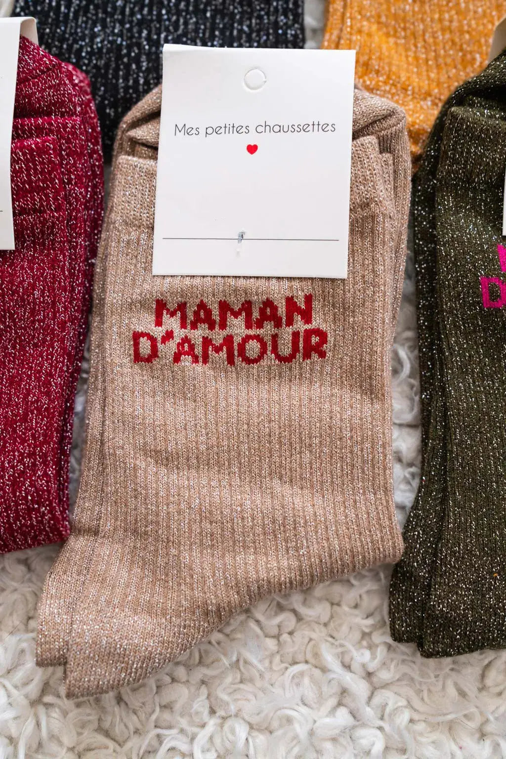 Chaussettes Maman d'amour beige