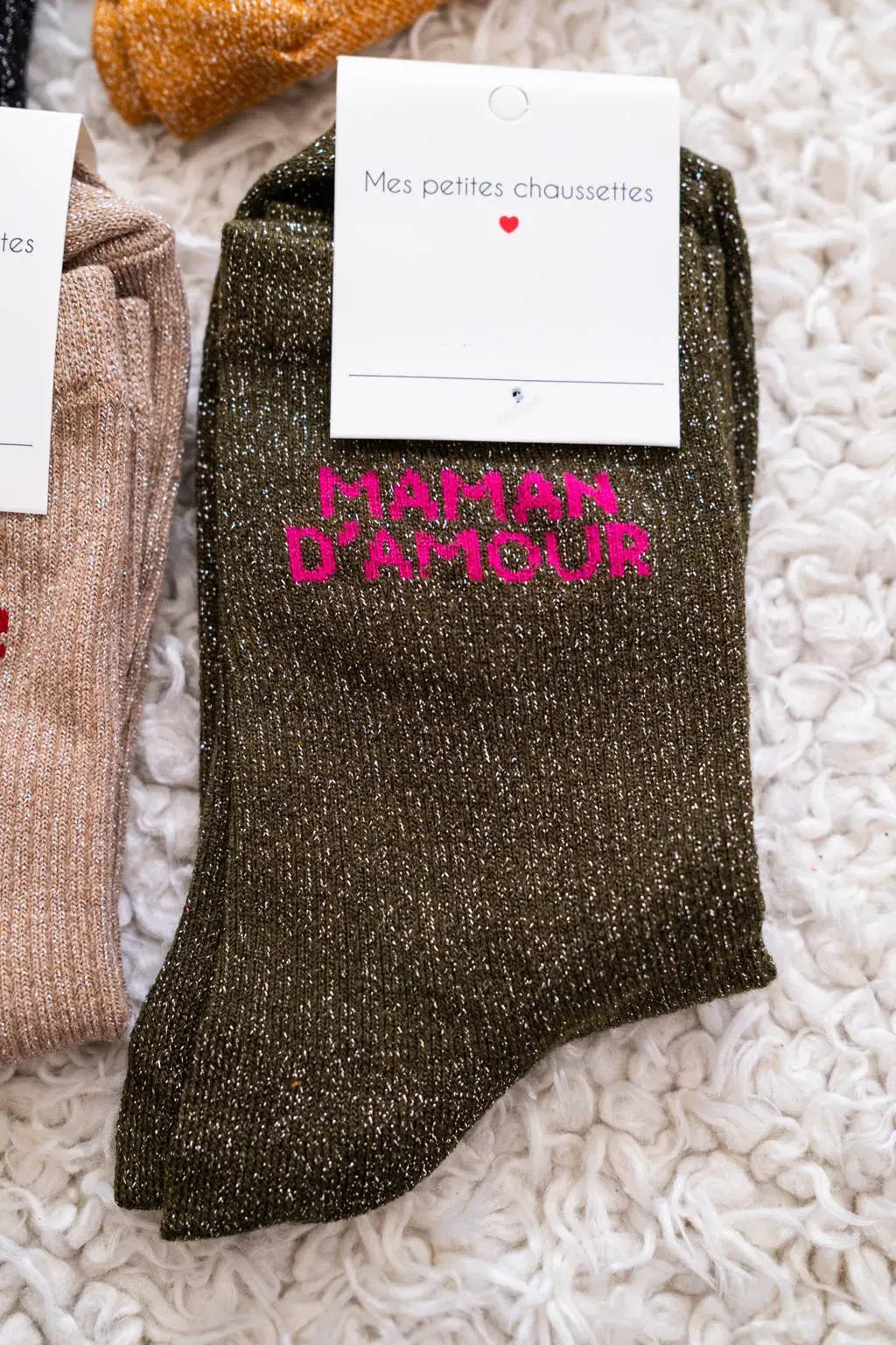 Chaussettes Maman d'amour kaki