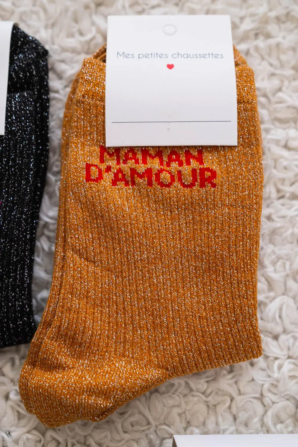 Chaussettes Maman d'amour moutarde