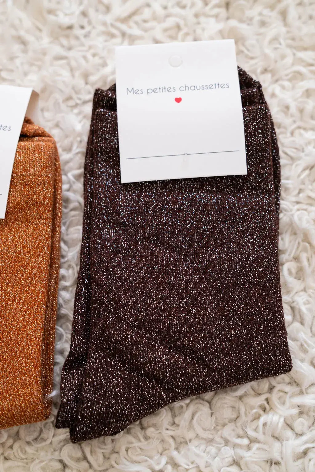 Chaussettes pailletées chocolat