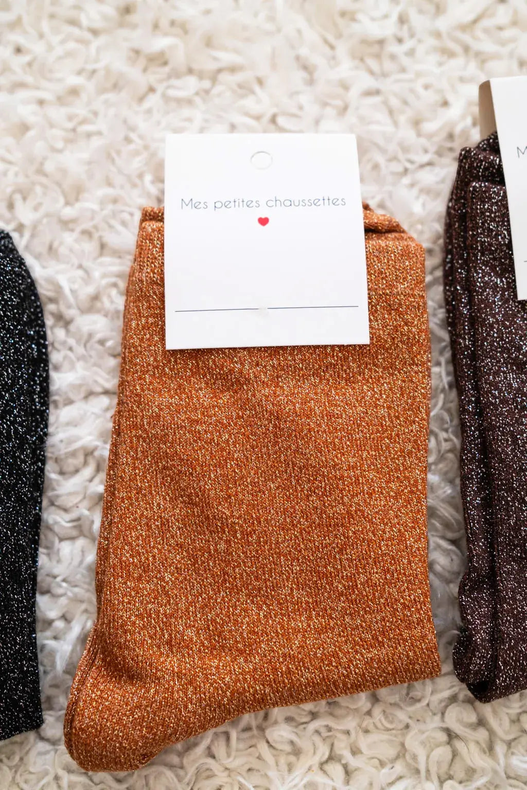 Chaussettes pailletées camel