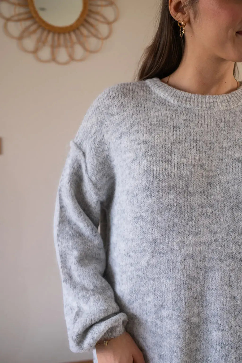 Robe pull Rachelle gris clair & son foulard