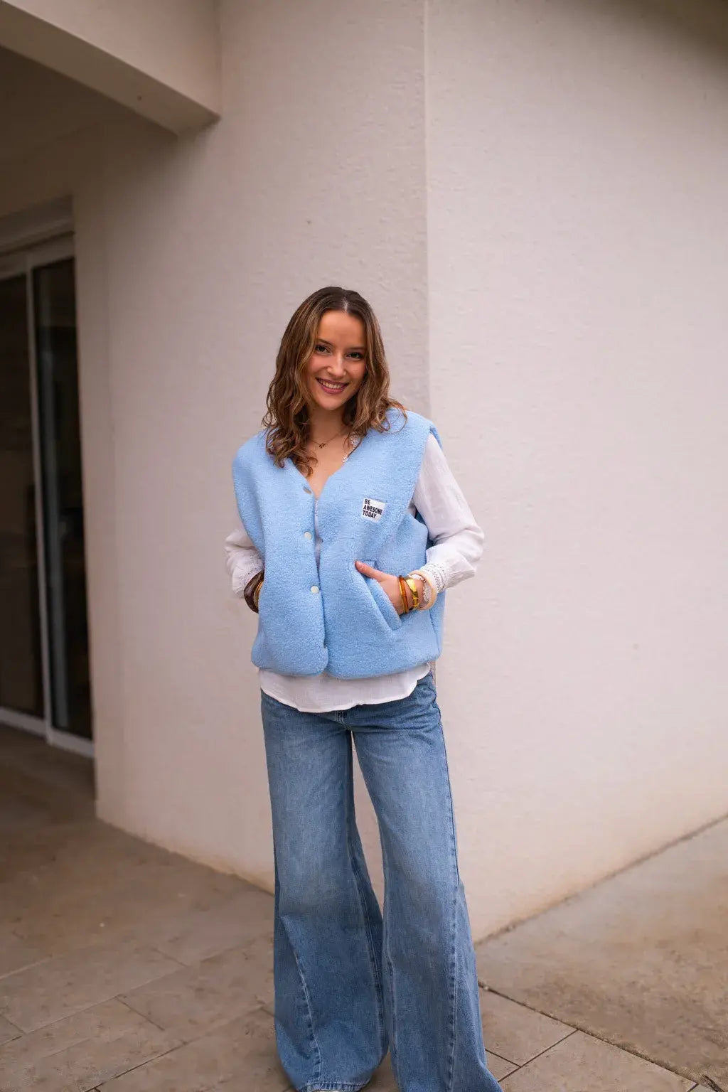 Gilet moumoute Alma bleu