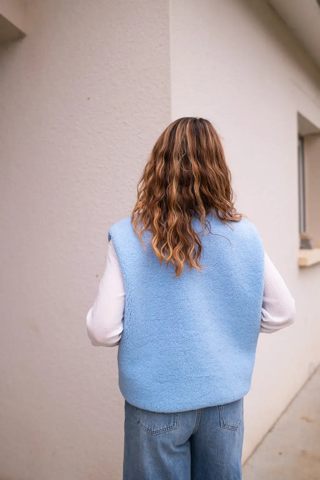 Gilet moumoute Alma bleu
