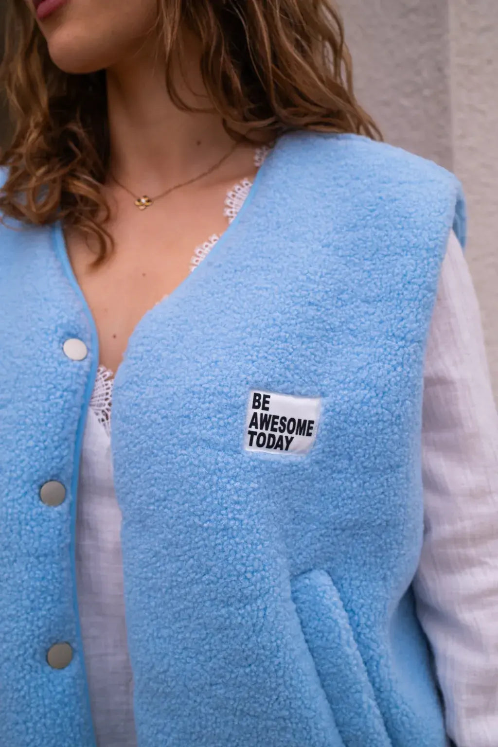 Gilet moumoute Alma bleu