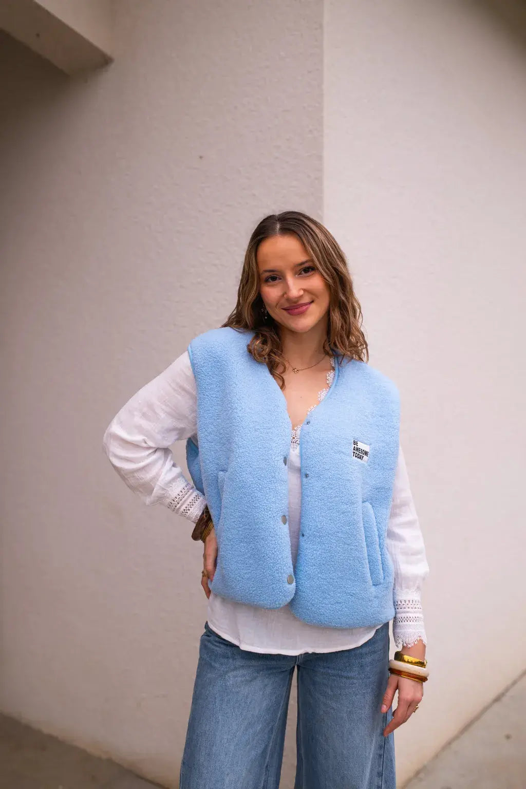 Gilet moumoute Alma bleu
