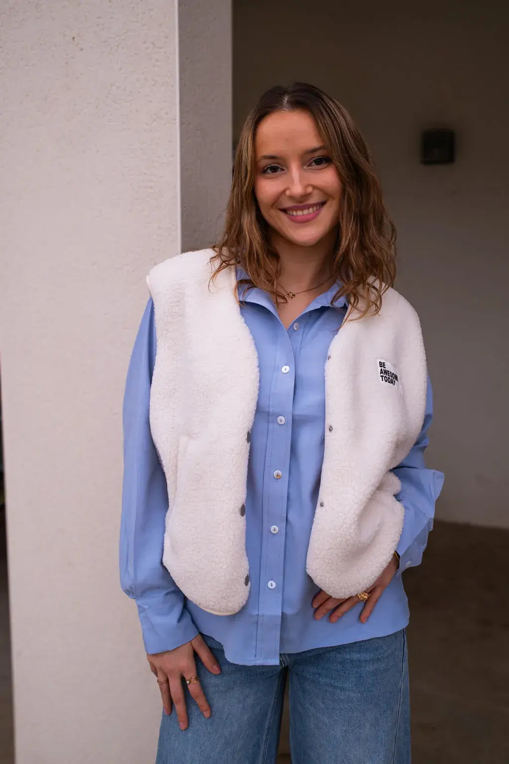 Gilet moumoute Alma écru