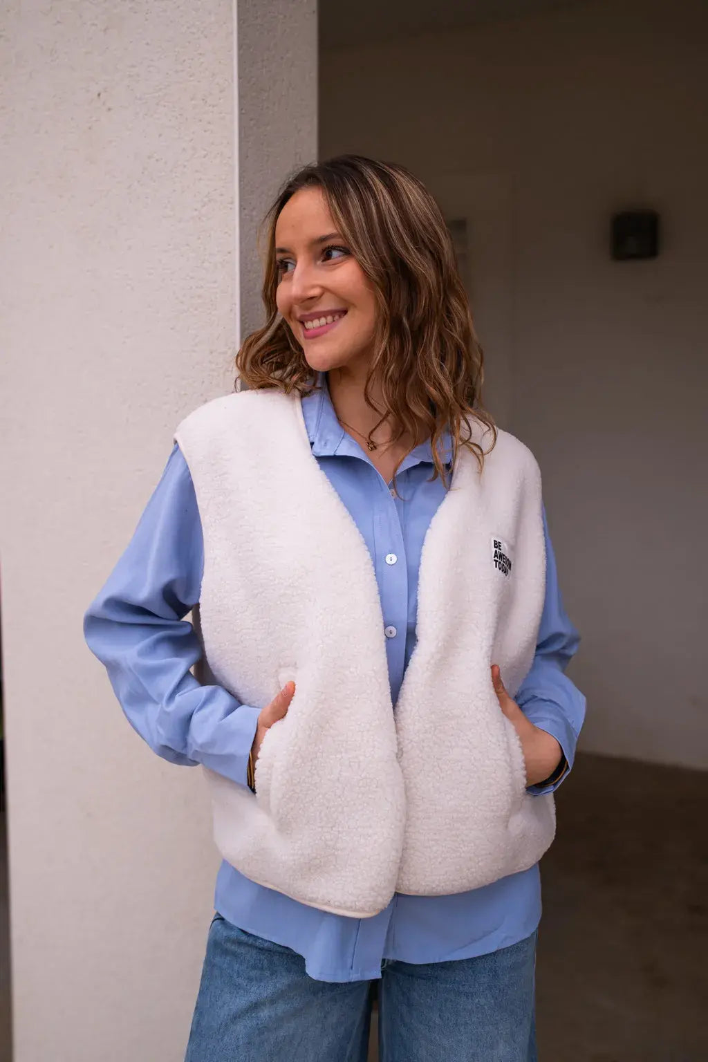 Gilet moumoute Alma écru