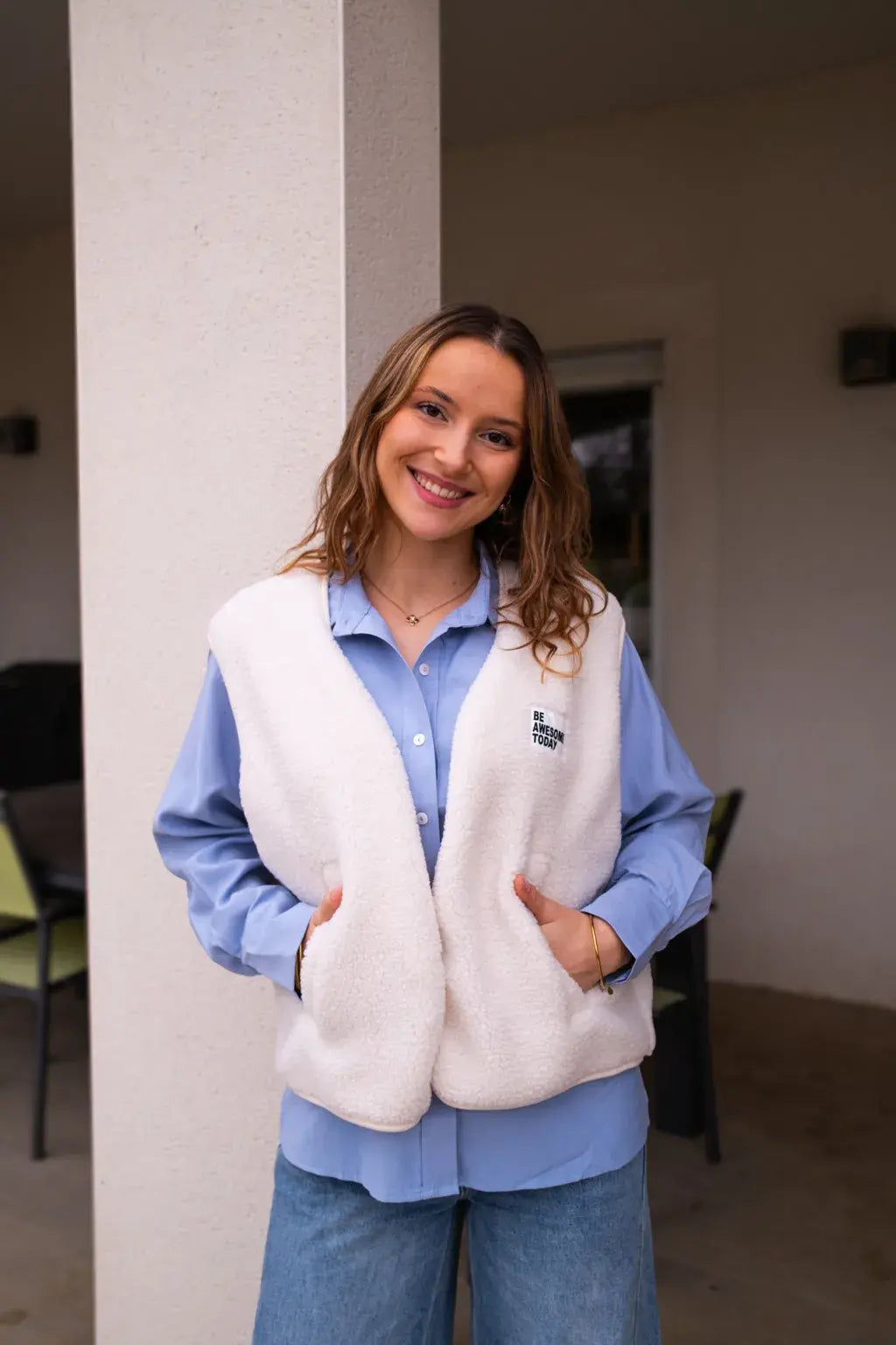 Gilet moumoute Alma écru