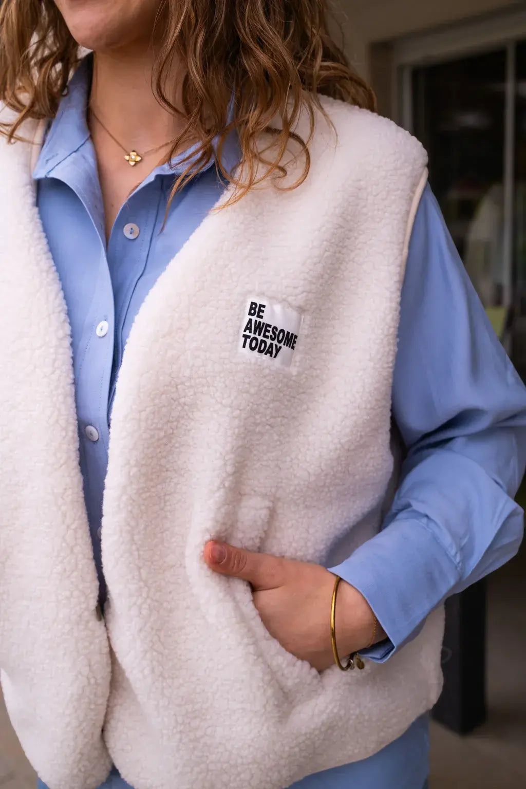 Gilet moumoute Alma écru