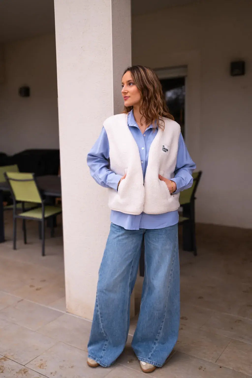 Gilet moumoute Alma écru