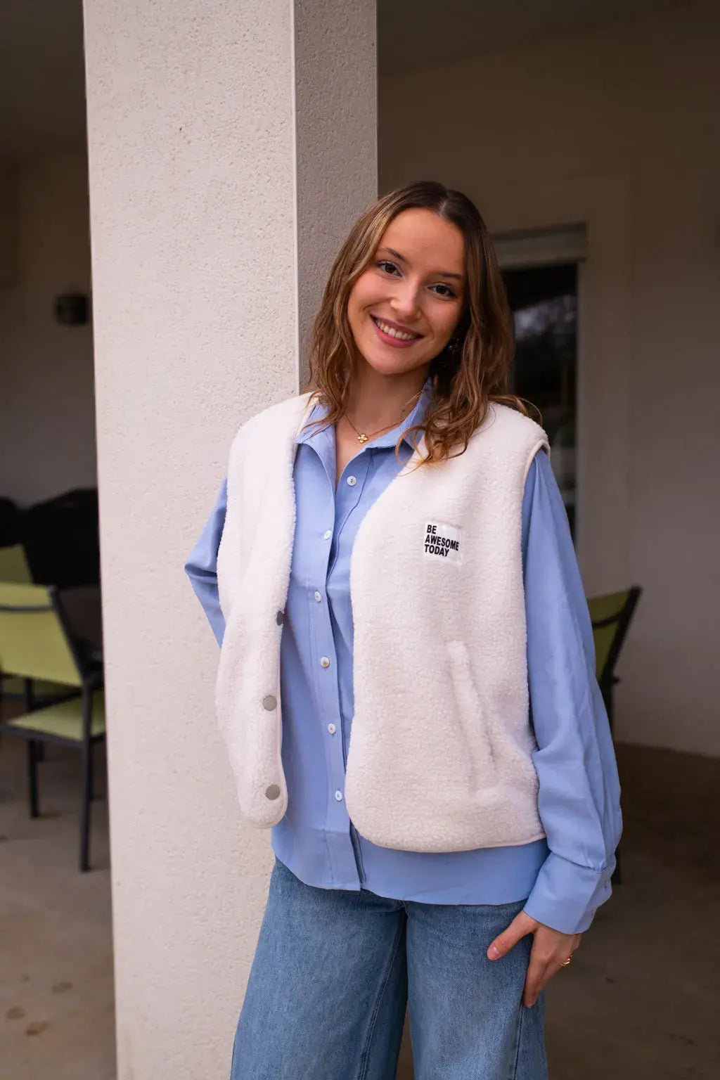 Gilet moumoute Alma écru