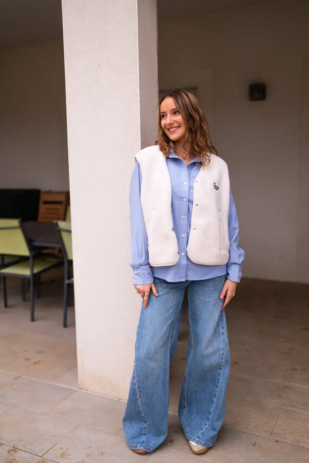 Gilet moumoute Alma écru