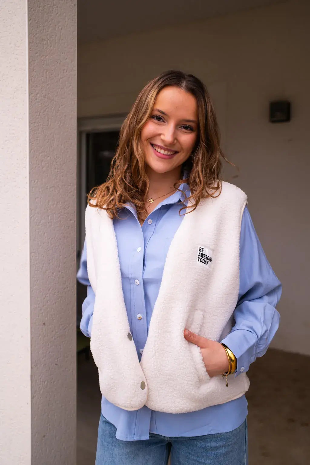 Gilet moumoute Alma écru