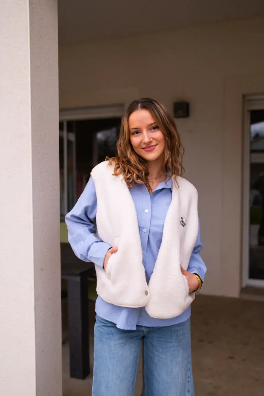 Gilet moumoute Alma écru