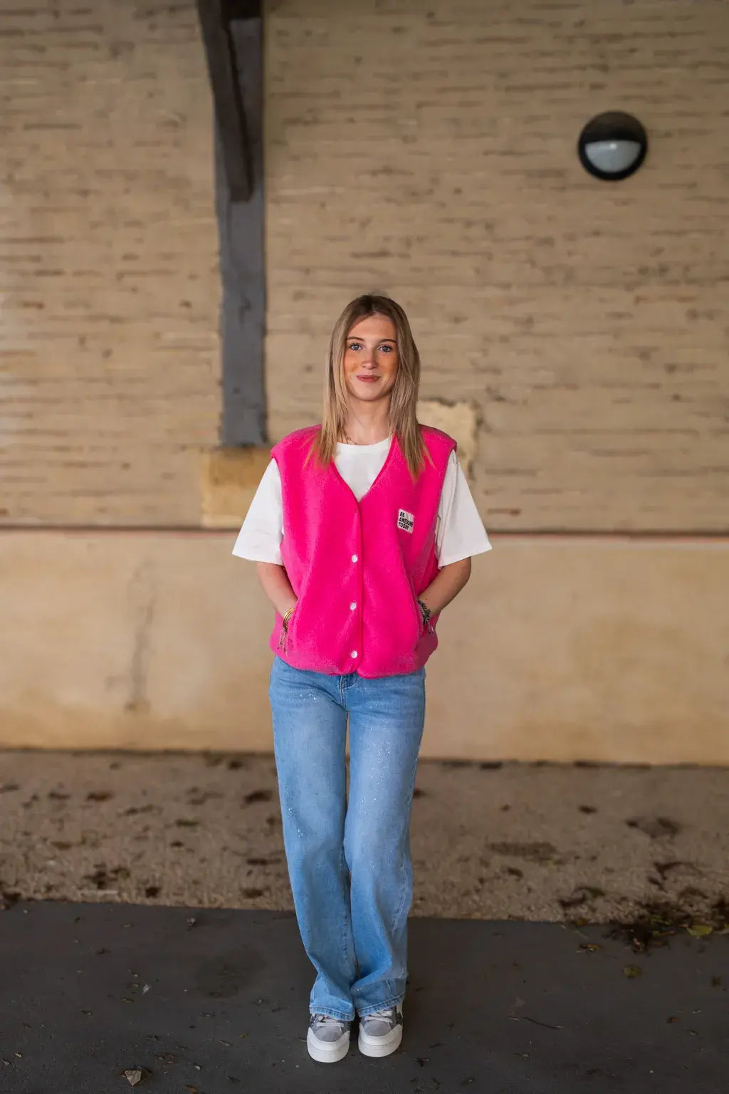 Gilet moumoute Alma rose