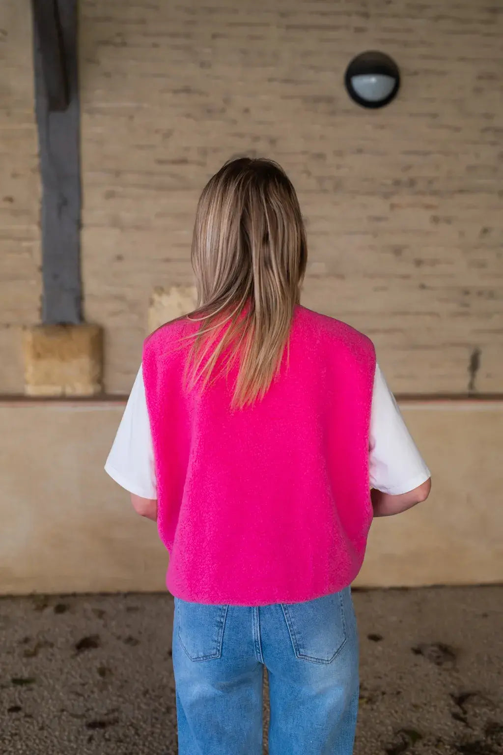 Gilet moumoute Alma rose