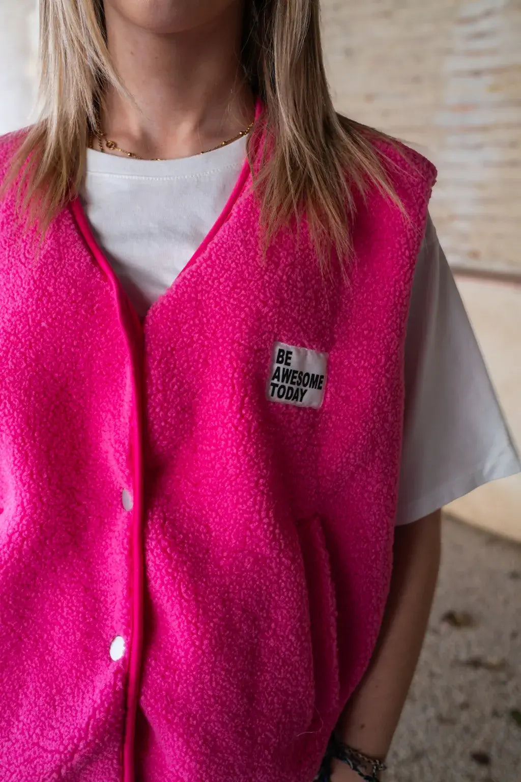 Gilet moumoute Alma rose