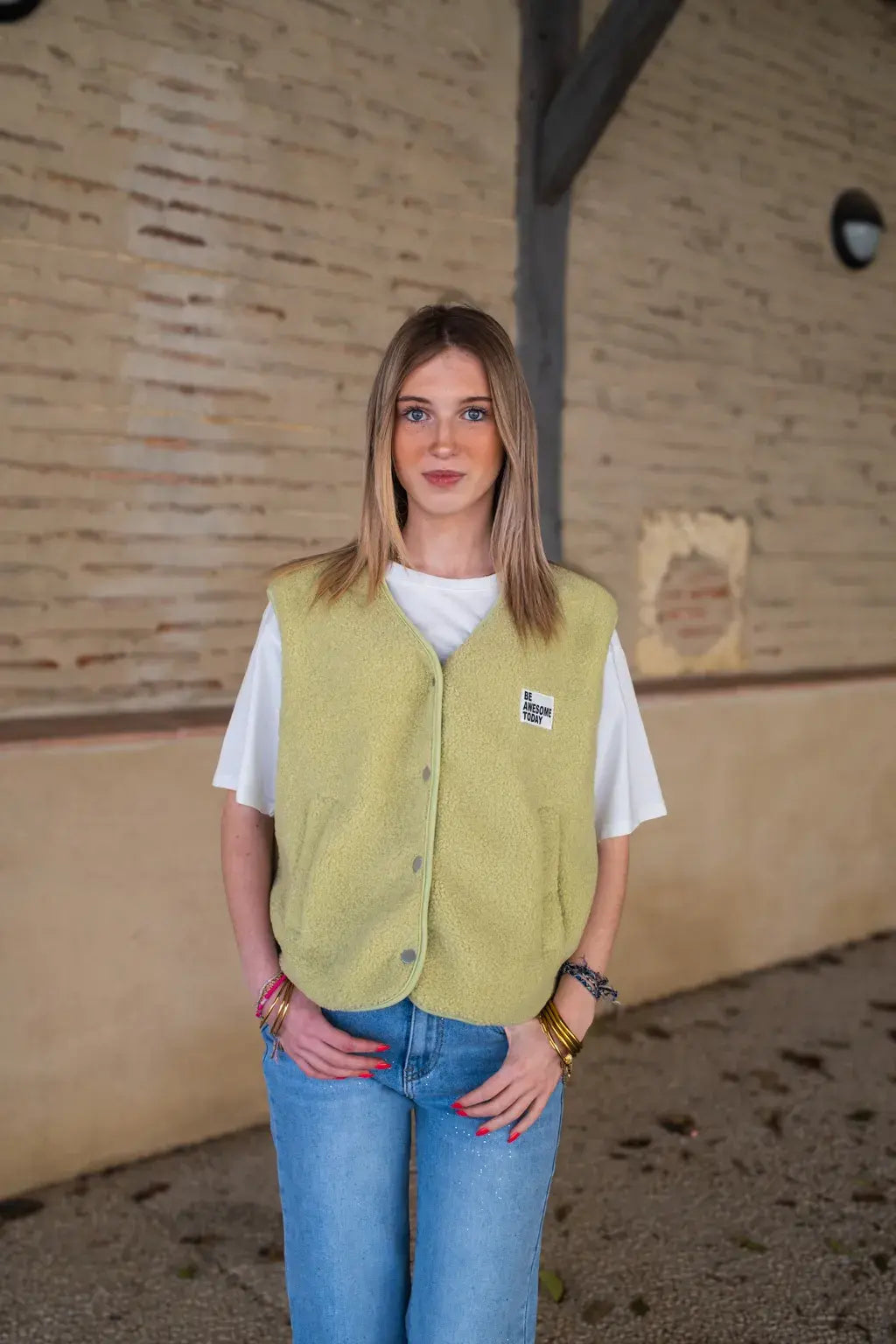 Gilet moumoute Alma anis