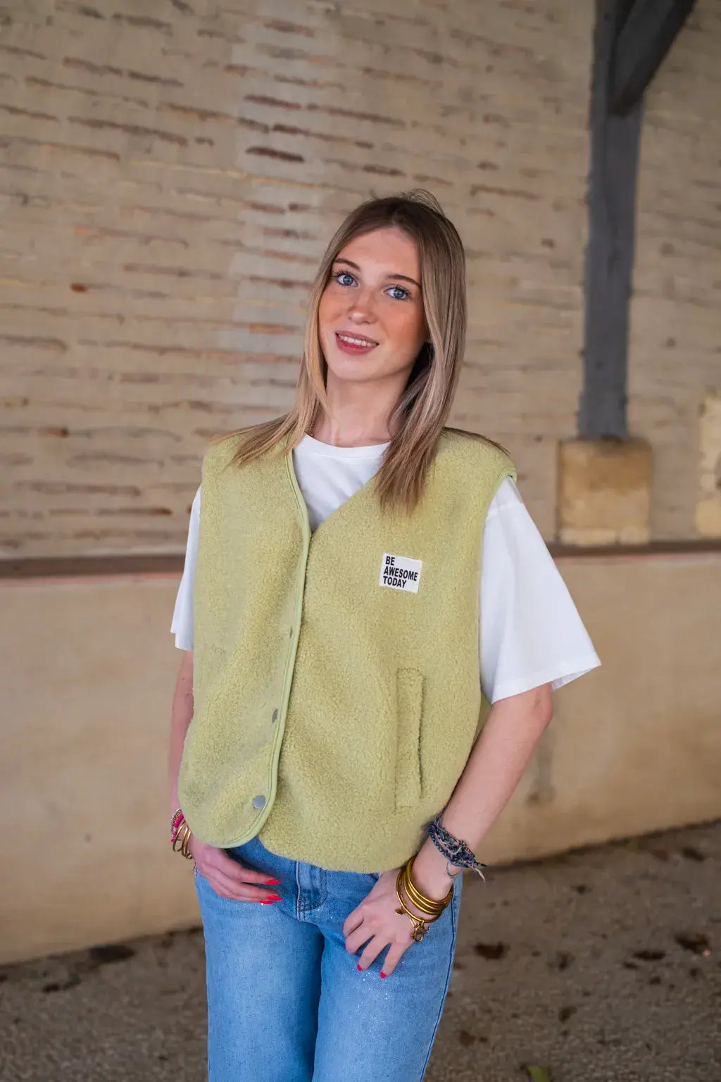 Gilet moumoute Alma anis