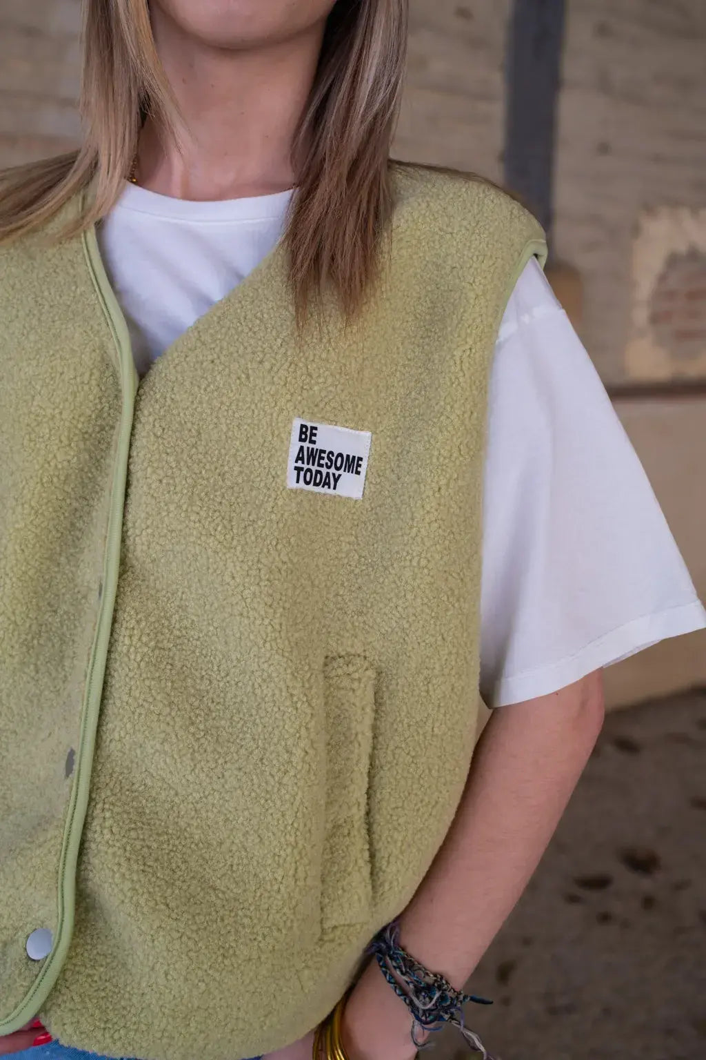 Gilet moumoute Alma anis