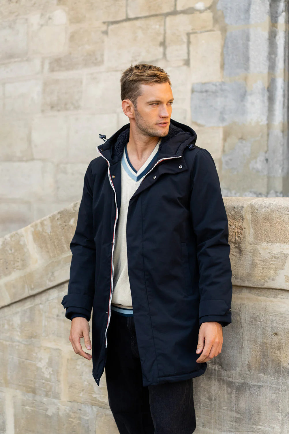 Parka longue fourrée mouton Laura Jo - Eric marine