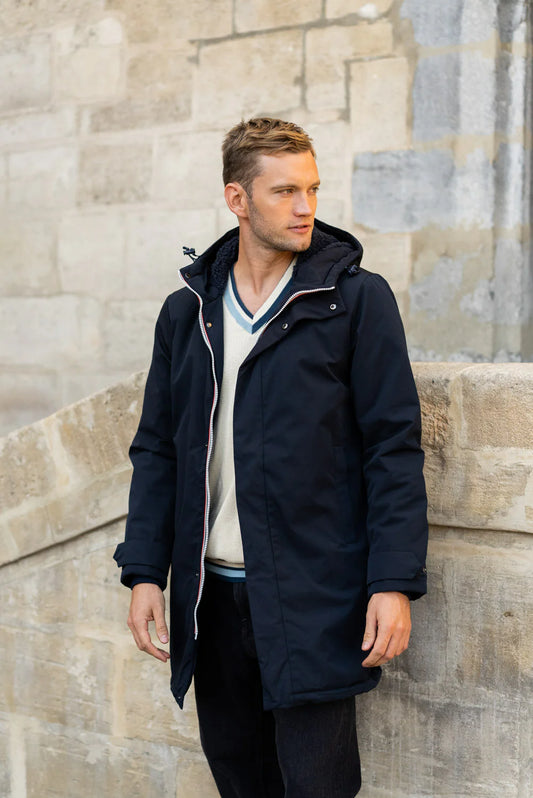 Parka longue fourrée mouton Laura Jo - Eric marine